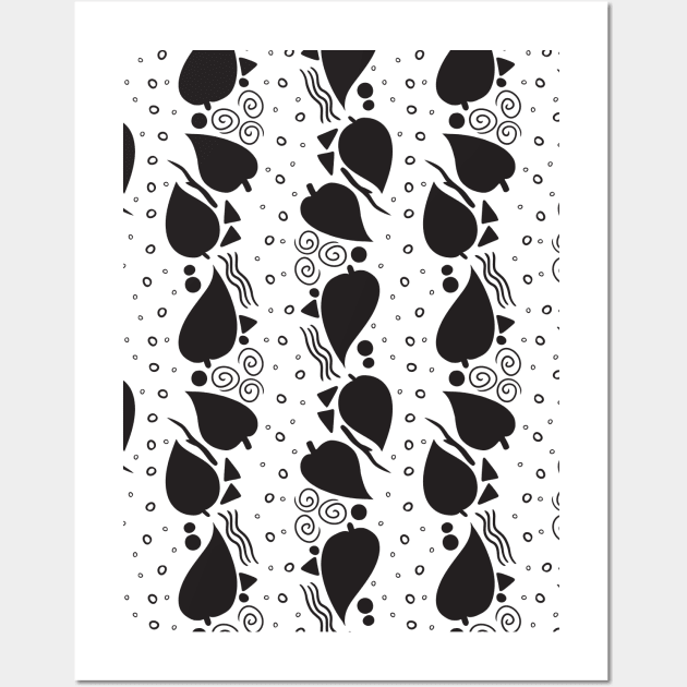 Leaf Doodle Seamless Surface Pattern Design Wall Art by zarya_kiqo